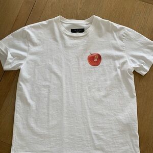 rag & bone White Tee with Red Apple Detail